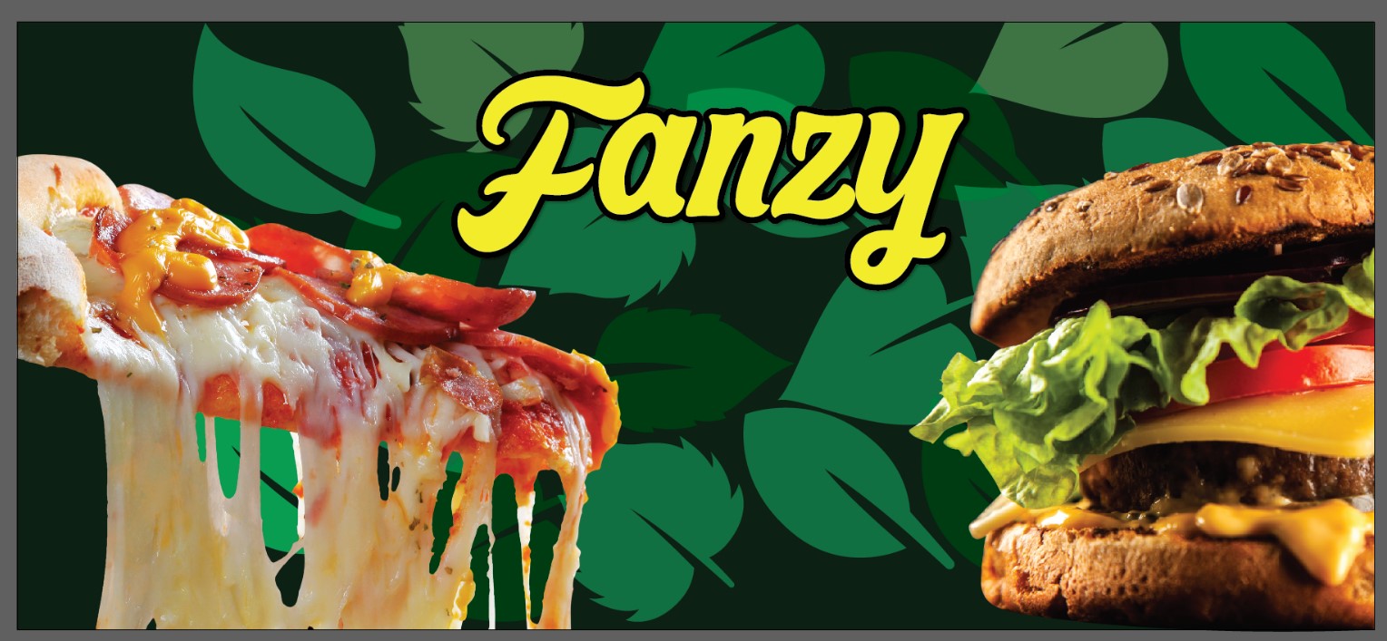 Fanzy pizza and burger brand artwork